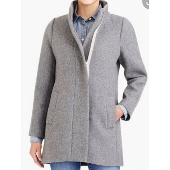 J Crew Mercantile Size 2 Gray City Coat Jacket Wool Blend Zip Pockets - Picture 2 of 8